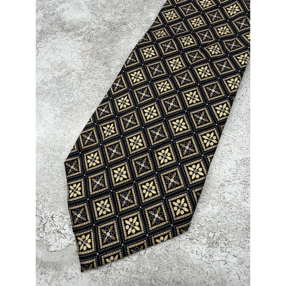BOLGHERI Silk Tie Mens One Size Black‎ Geometric Classic Made In Italy Necktie